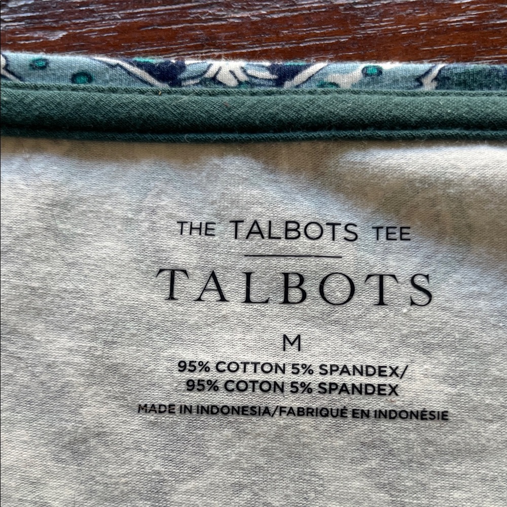 Talbots Blue and White Mandala Print 3/4 - Sleeve Tee Sz M - Picture 2 of 12